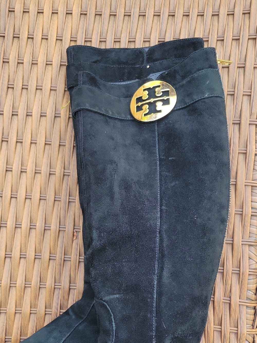 Tory Burch Uma Black Suede Logo Boots size 9 - Picture 2 of 9